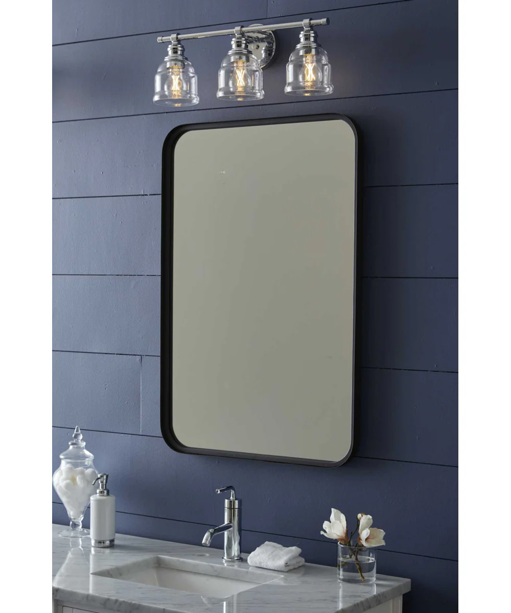 Ambrose 3-Light Farmhouse Clear Glass Bath Vanity Light Polished Chrome - Image 2