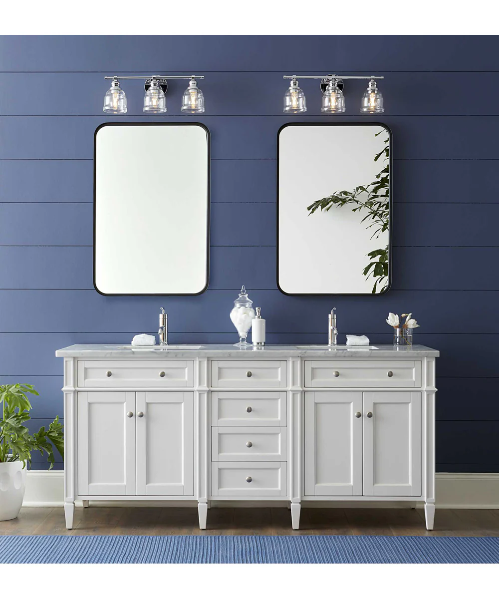 Ambrose 3-Light Farmhouse Clear Glass Bath Vanity Light Polished Chrome - Image 4