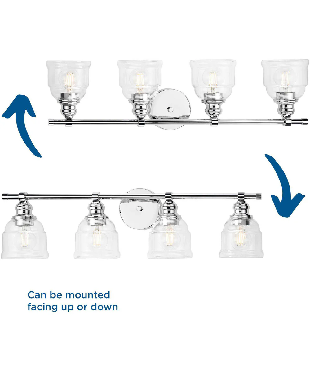 Ambrose 4-Light Farmhouse Clear Glass Bath Vanity Light Polished Chrome - Image 4