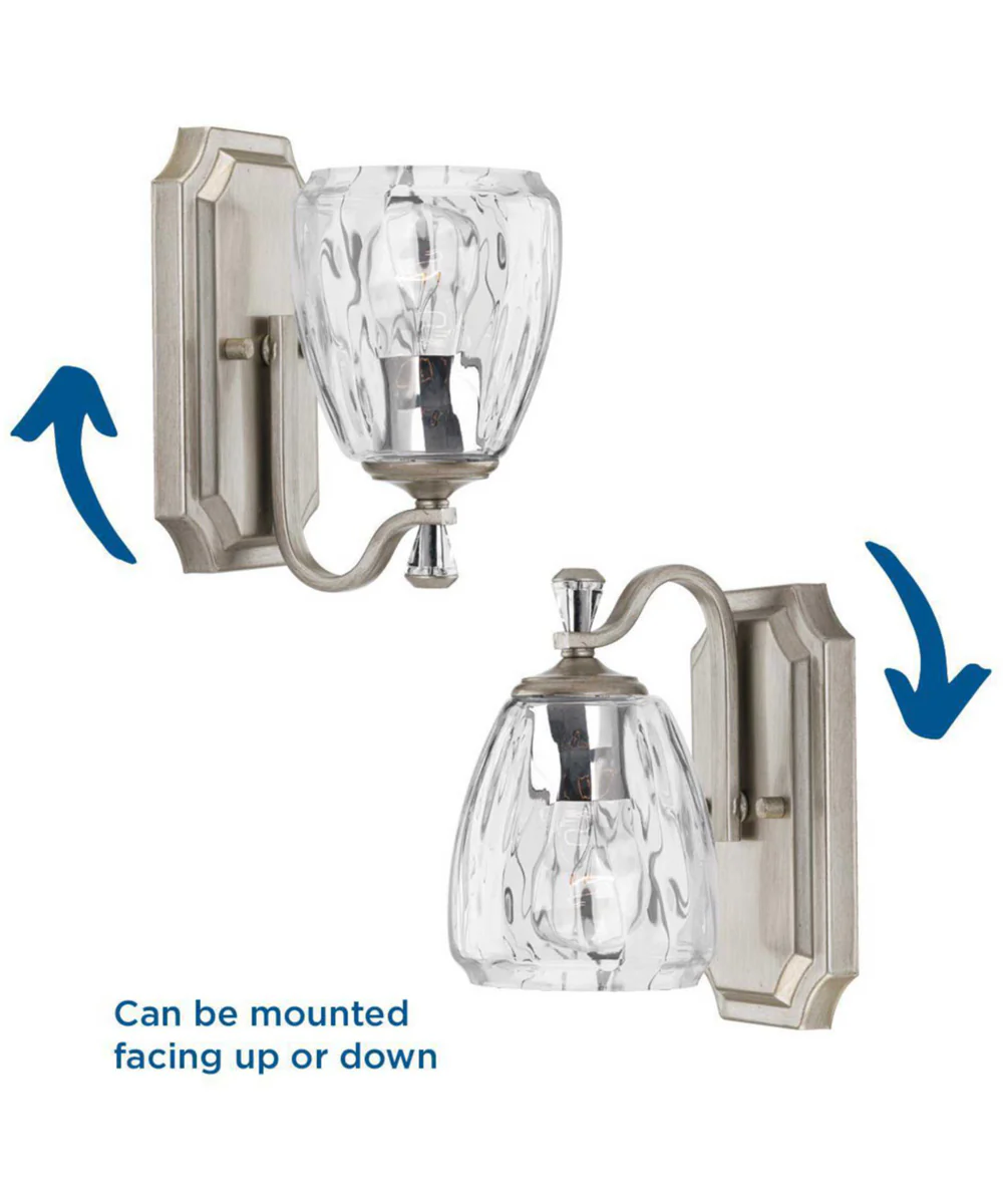 Anjoux 1-Light Clear Water Glass Luxe Bath Vanity Light Silver Ridge - Image 4