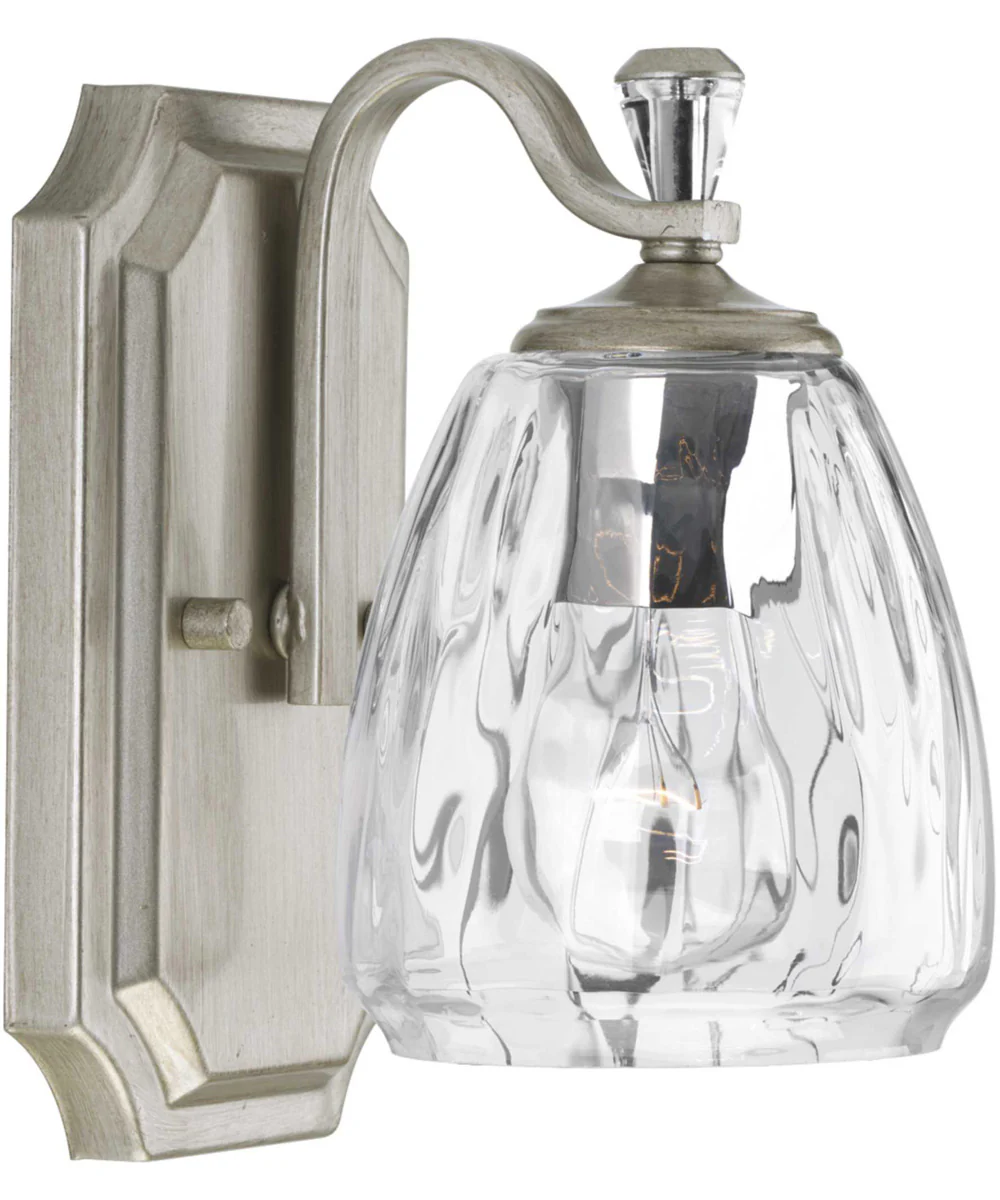Anjoux 1-Light Clear Water Glass Luxe Bath Vanity Light Silver Ridge - Image 8