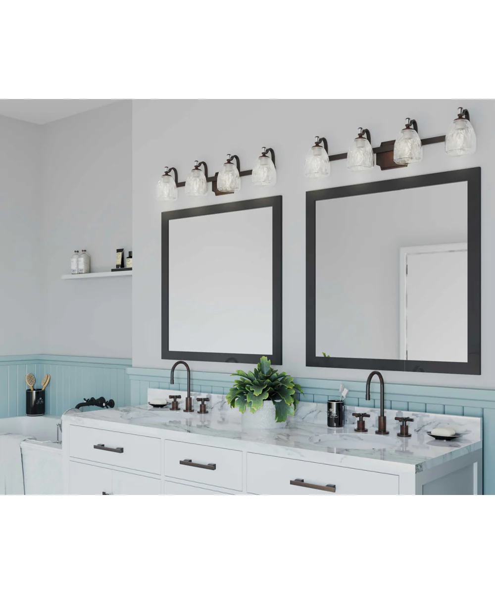 Anjoux 4-Light Clear Water Glass Luxe Bath Vanity Light Antique Bronze - Image 2