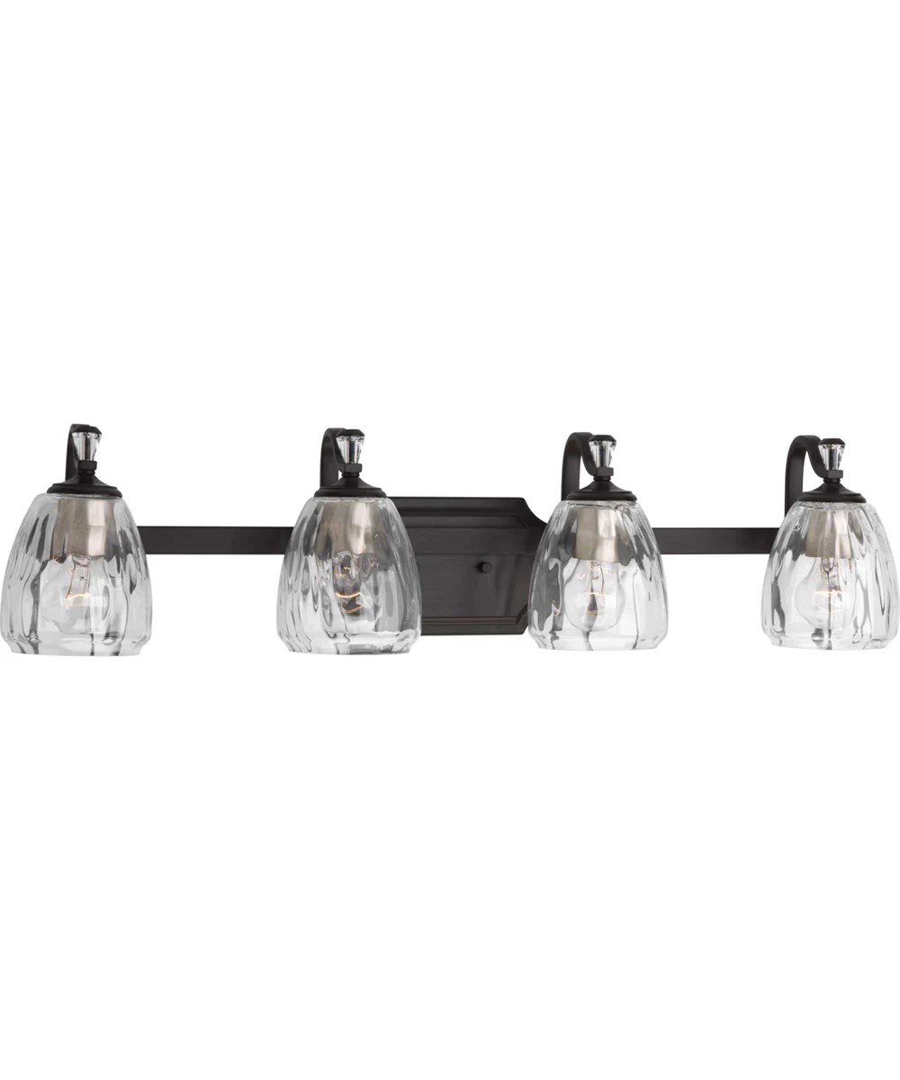 Anjoux 4-Light Clear Water Glass Luxe Bath Vanity Light Antique Bronze - Image 7