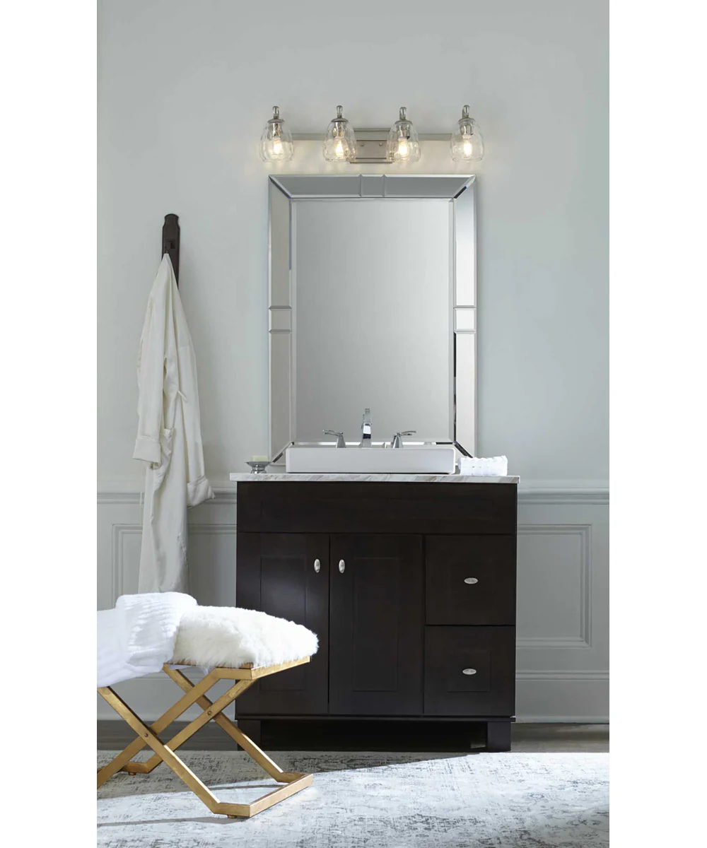 Anjoux 4-Light Clear Water Glass Luxe Bath Vanity Light Silver Ridge - Image 2