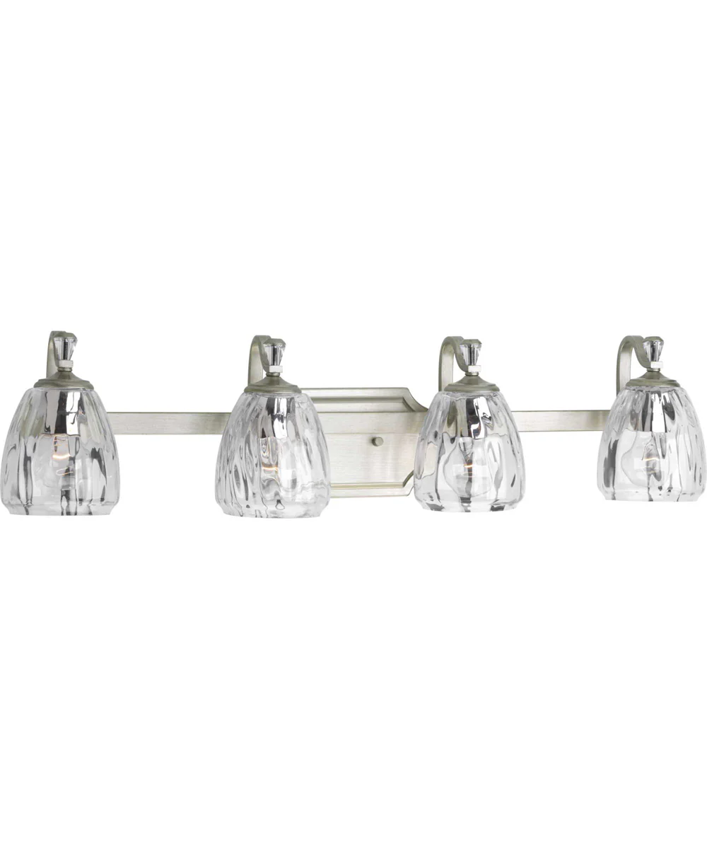 Anjoux 4-Light Clear Water Glass Luxe Bath Vanity Light Silver Ridge - Image 8