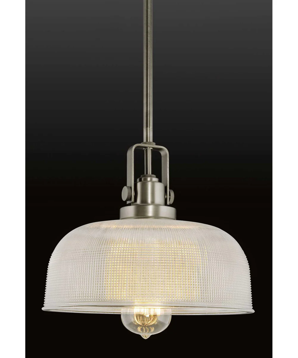 Archie 1-Light Clear Prismatic Glass Coastal Pendant Light Antique Nickel - Image 3