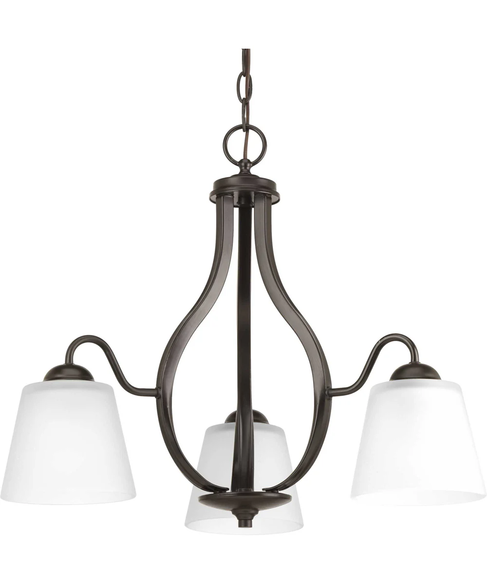 Arden 3-Light Etched Glass Farmhouse Chandelier Light Antique Bronze