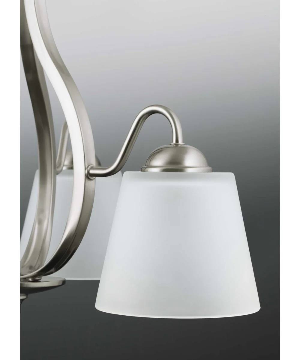 Arden 3-Light Etched Glass Farmhouse Chandelier Light Brushed Nickel - Image 4