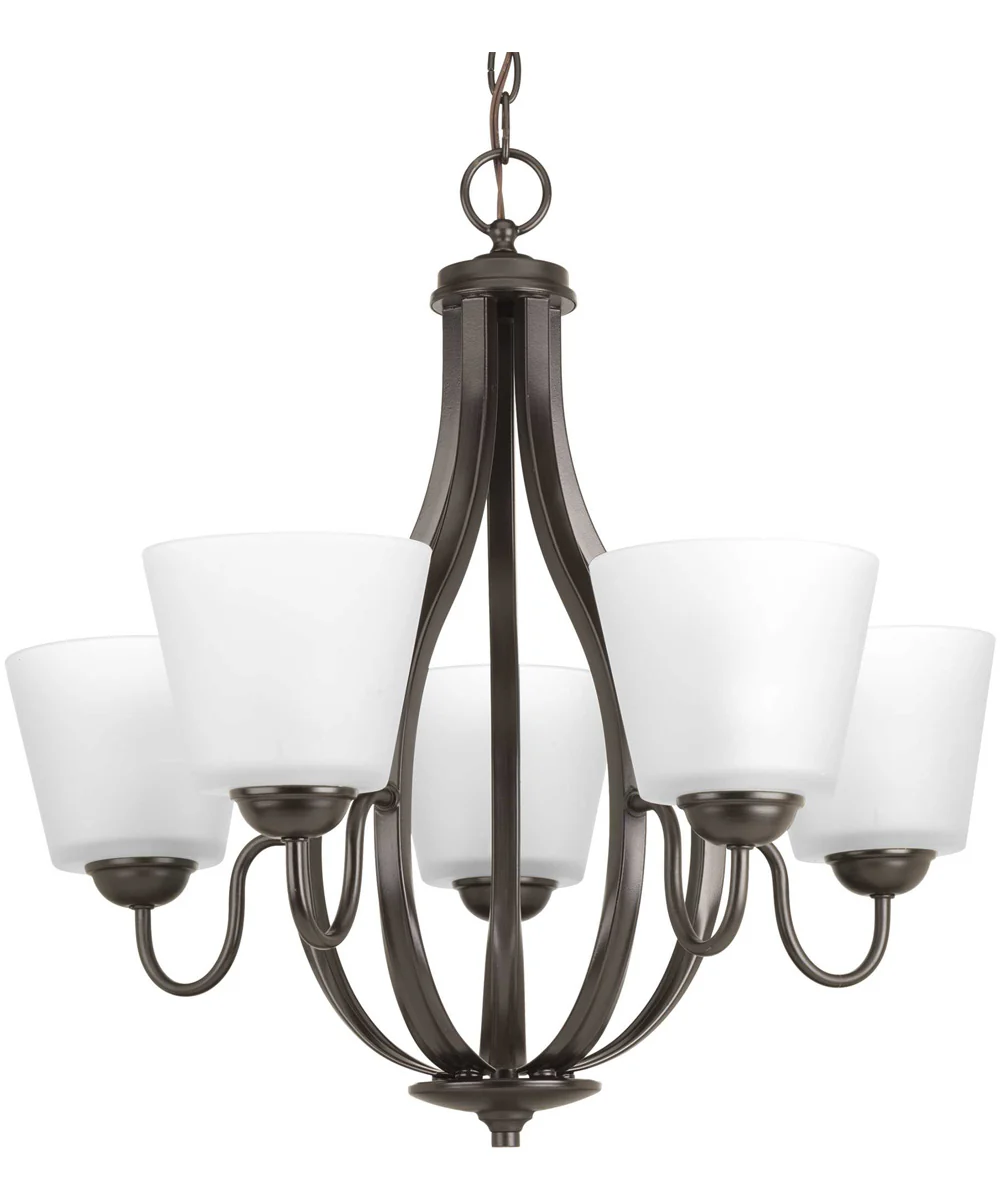 Arden 5-Light Etched Glass Farmhouse Chandelier Light Antique Bronze