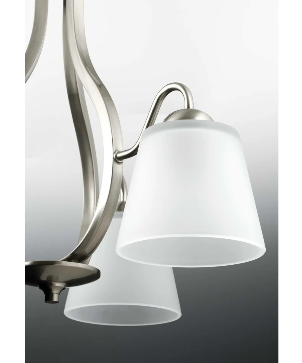 Arden 5-Light Etched Glass Farmhouse Chandelier Light Brushed Nickel - Image 4