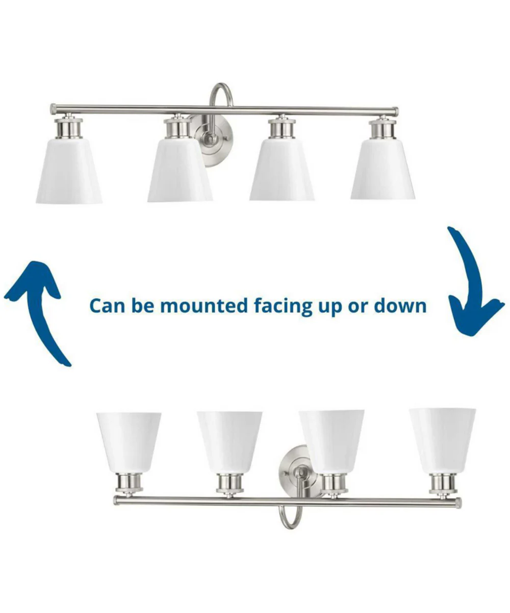 Ashford 4-Light Opal Glass Farmhouse Style Bath Vanity Wall Light Brushed Nickel - Image 2
