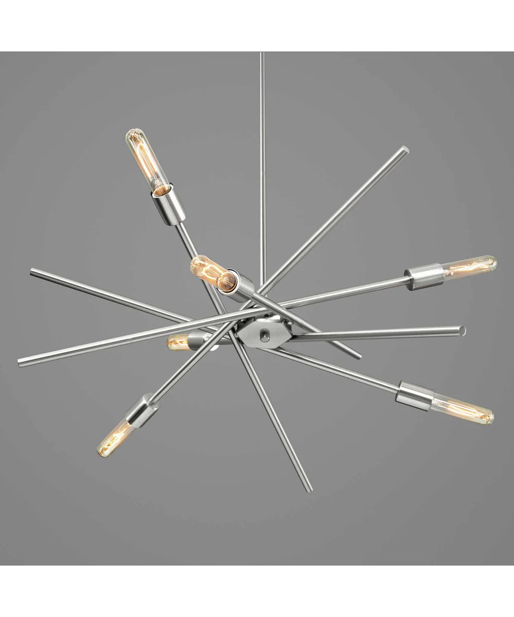 Astra 6-Light Mid-Century Modern Chandelier Light Brushed Nickel - Image 9