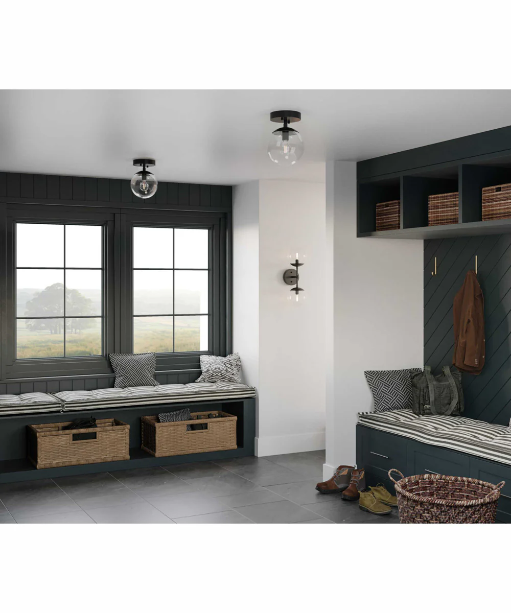 Atwell 1-Light Mid-Century Modern Semi-Flush Mount Matte Black - Image 2