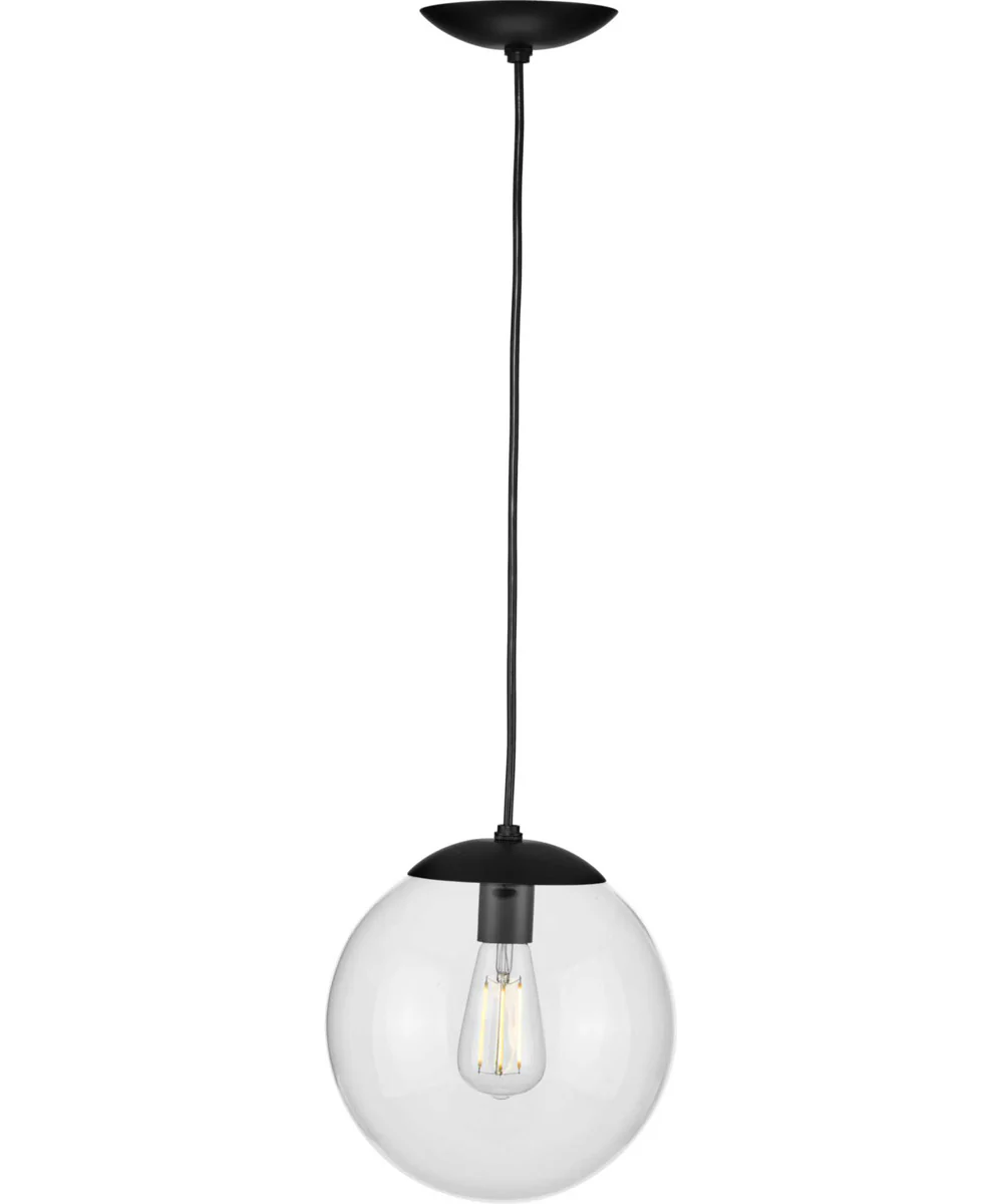 Atwell 10-inch Clear Glass Globe Medium Hanging Pendant Light Matte Black - Image 7