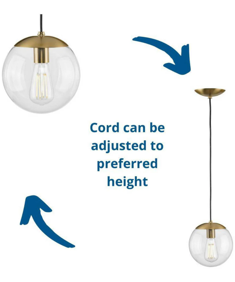 Atwell 12-inch Clear Glass Globe Large Hanging Pendant Light Brushed Bronze - Image 3