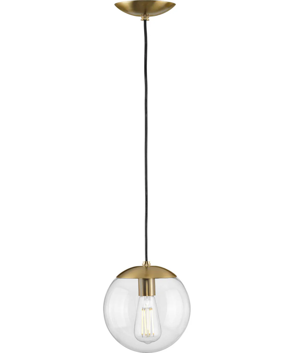 Atwell 8-inch Clear Glass Globe Small Hanging Pendant Light Brushed Bronze - Image 3
