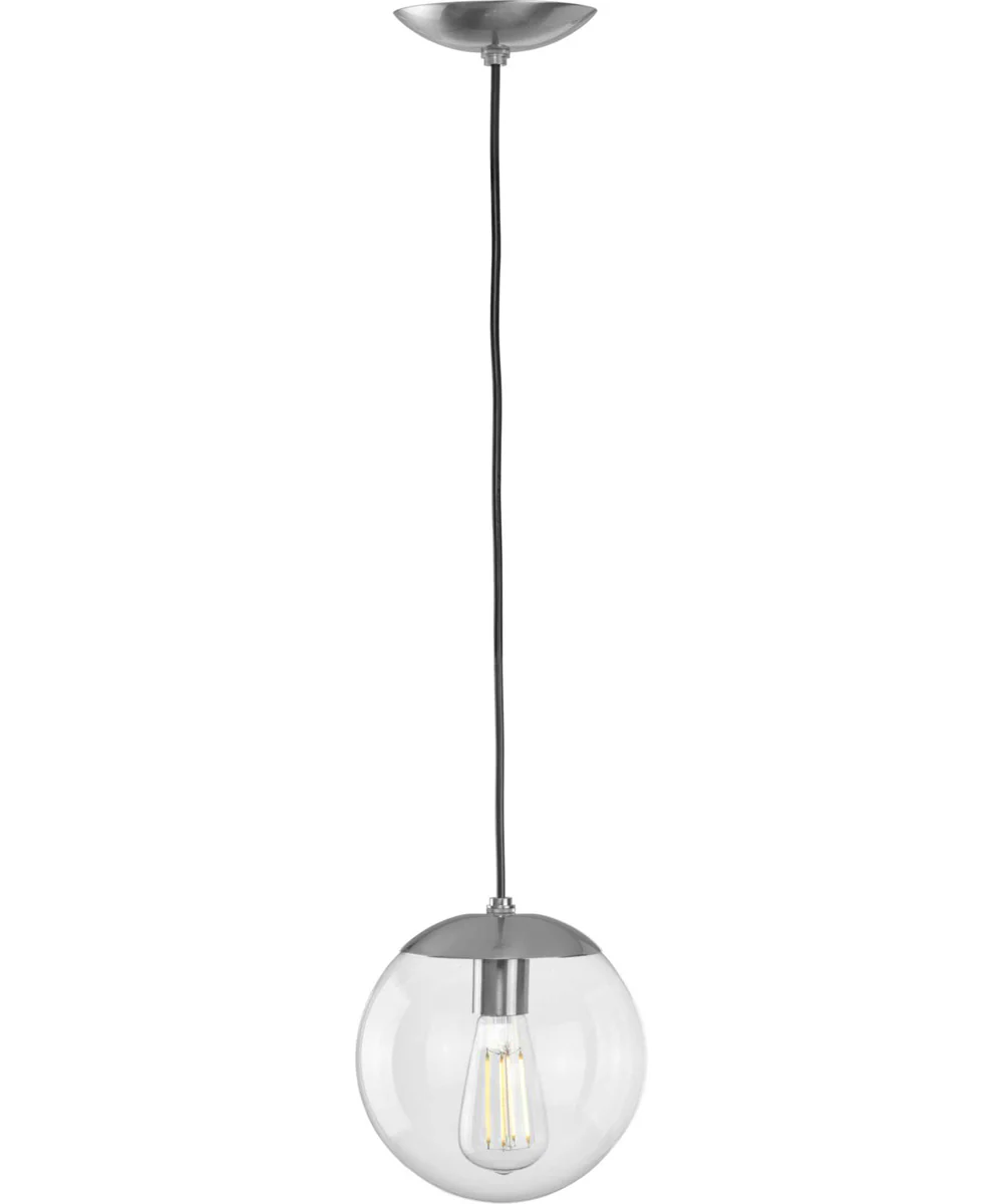 Atwell 8-inch Clear Glass Globe Small Hanging Pendant Light Brushed Nickel - Image 5