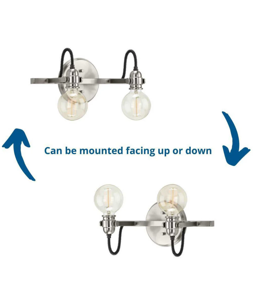 Axle 2-Light Vintage Style Bath Vanity Wall Light Brushed Nickel - Image 2