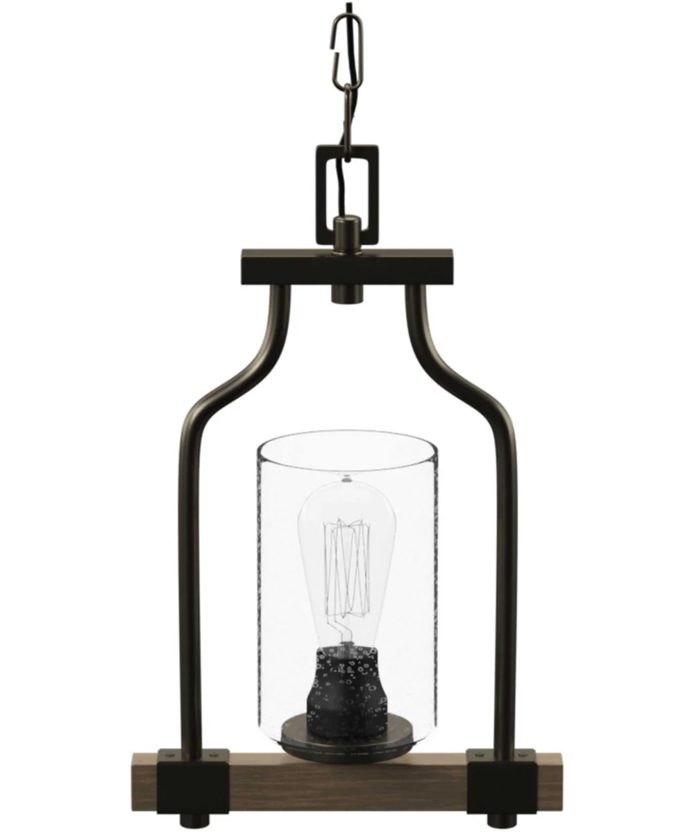 Barnes Mill 1-Light Clear Seeded Glass Farmhouse Mini-Pendant Light Antique Bronze - Image 5