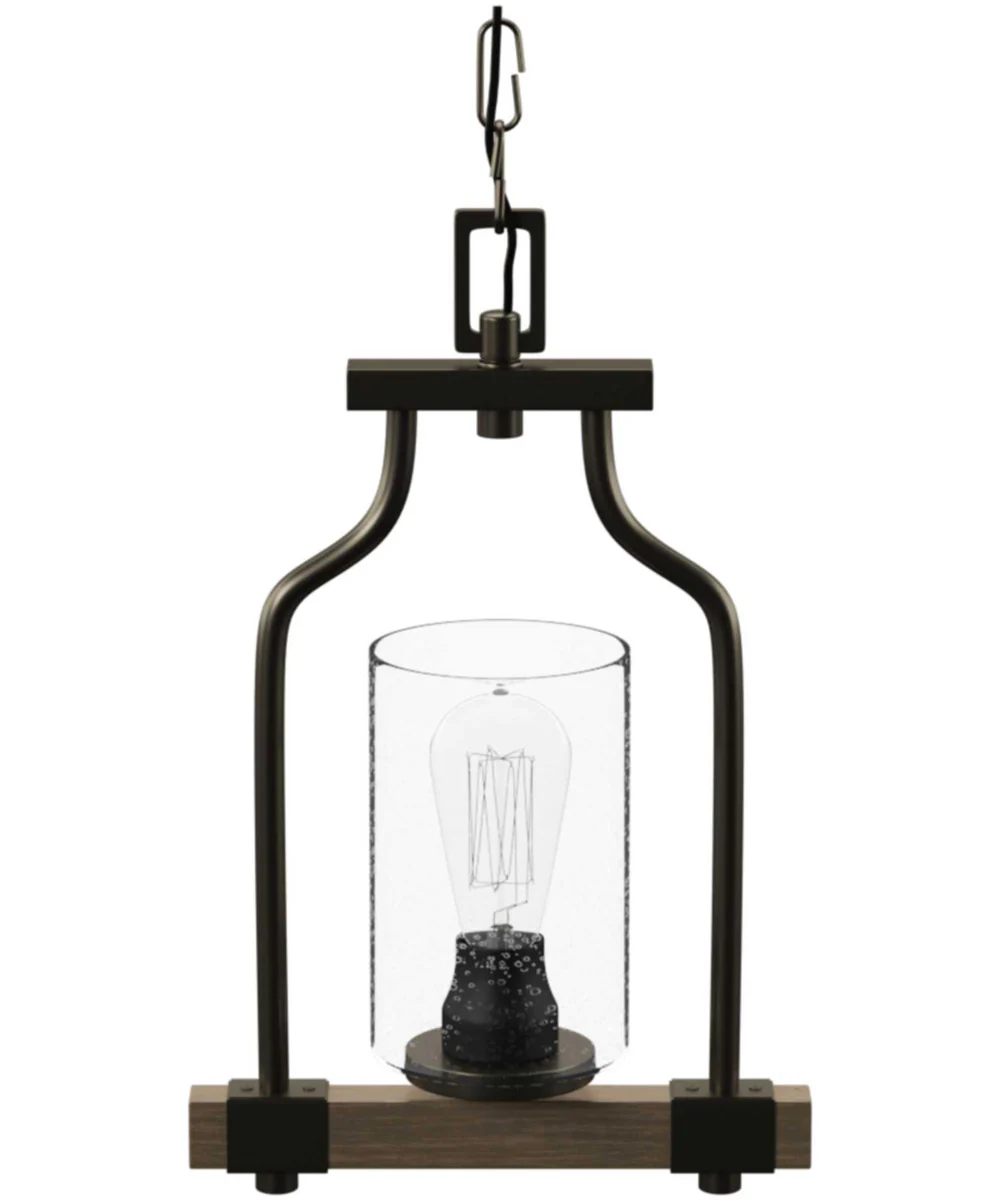 Barnes Mill 1-Light Clear Seeded Glass Farmhouse Mini-Pendant Light Antique Bronze - Image 6