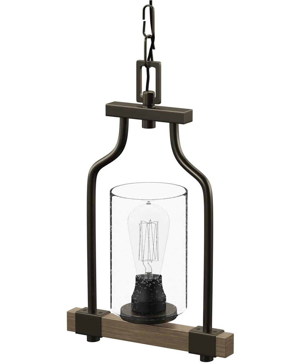Barnes Mill 1-Light Clear Seeded Glass Farmhouse Mini-Pendant Light Antique Bronze - Image 7