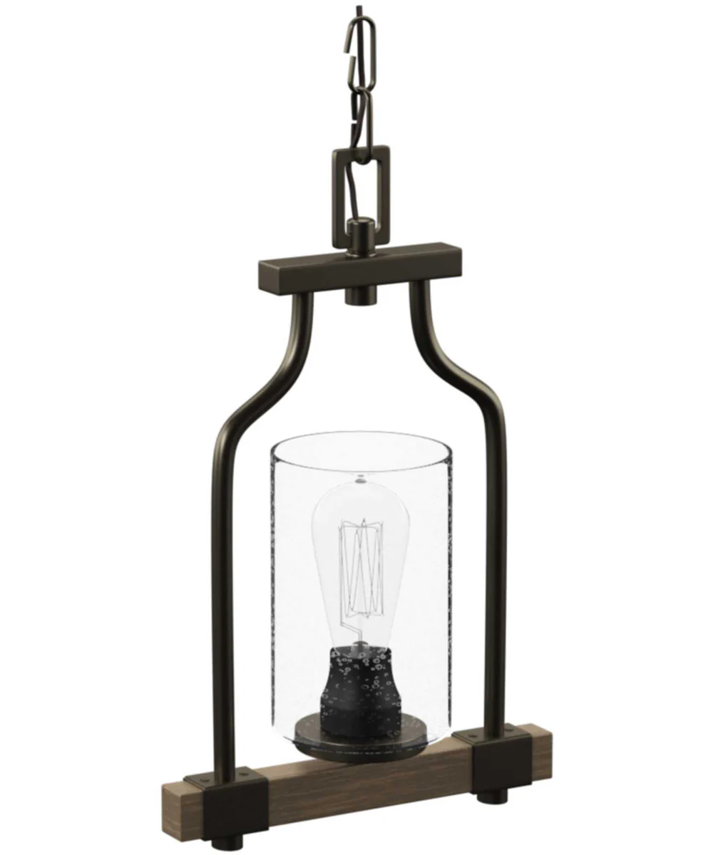 Barnes Mill 1-Light Clear Seeded Glass Farmhouse Mini-Pendant Light Antique Bronze - Image 8