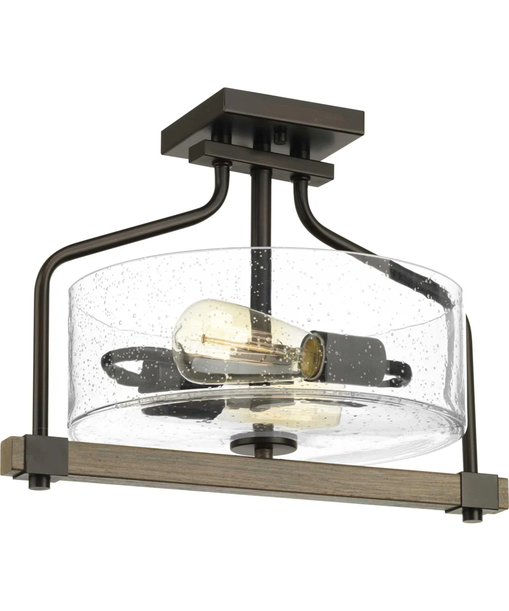 Barnes Mill 2-Light 16-1/4 Semi-Flush Antique Bronze
