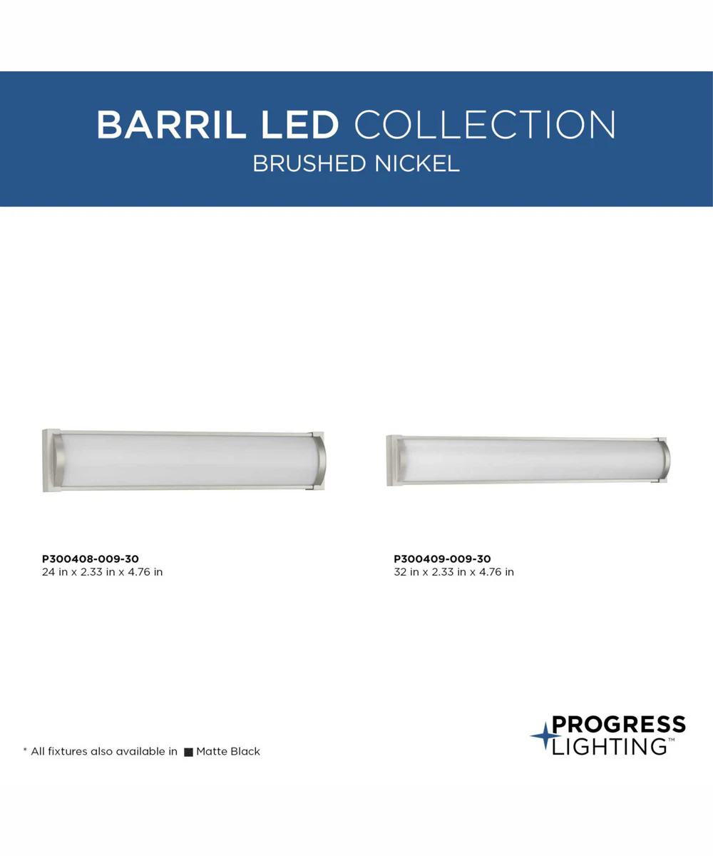 Barril 24 in. Medium Modern Integrated LED Linear Vanity Light Brushed Nickel - Image 3