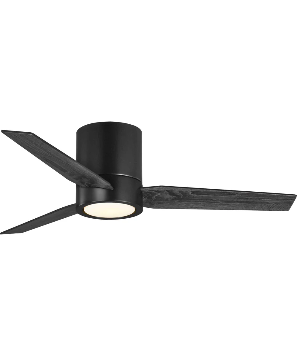 Braden 44" 3-Blade Matte LED Mid-Century Modern Indoor Hugger Ceiling Fan Black