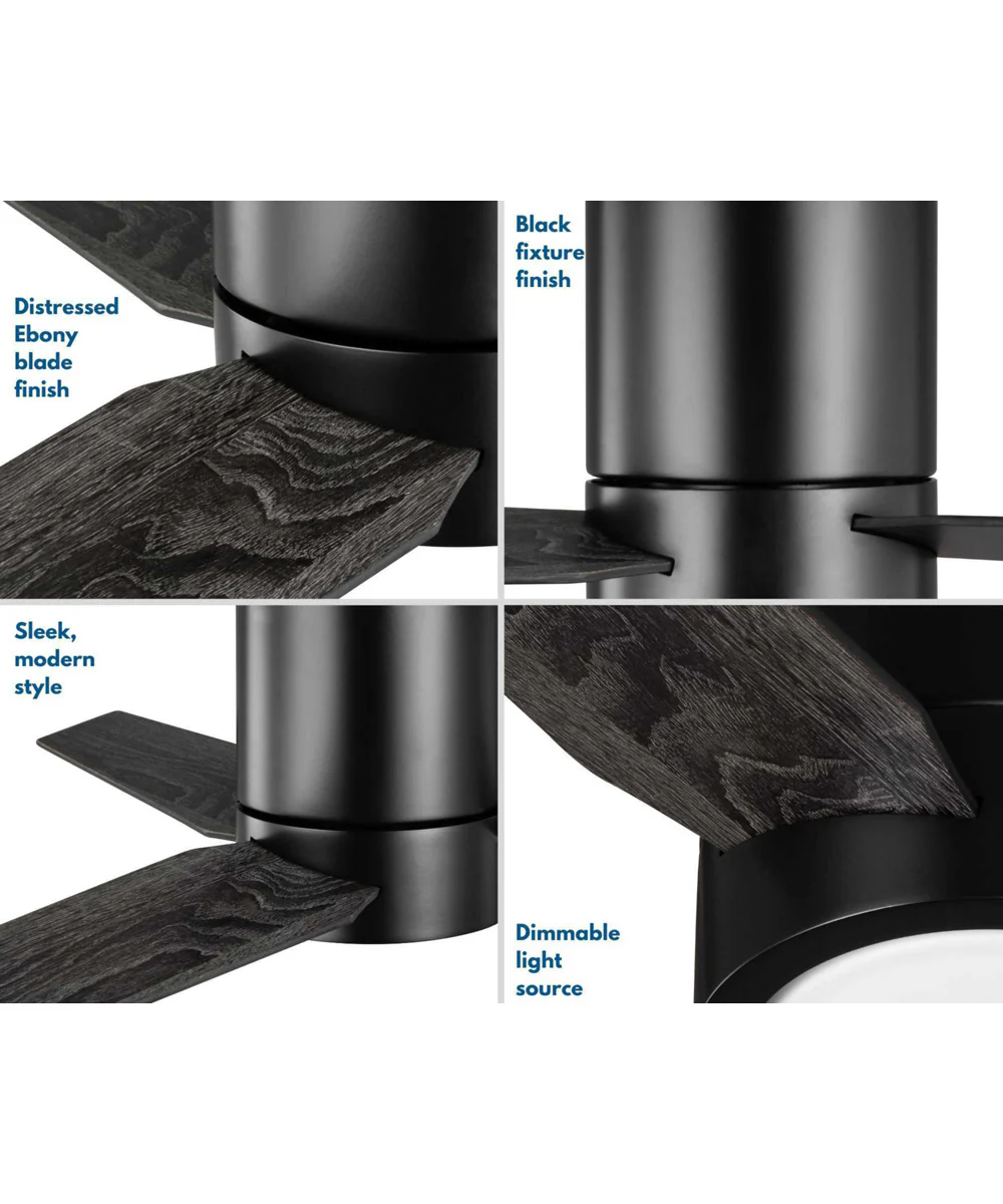 Braden 44" 3-Blade Matte LED Mid-Century Modern Indoor Hugger Ceiling Fan Black - Image 12