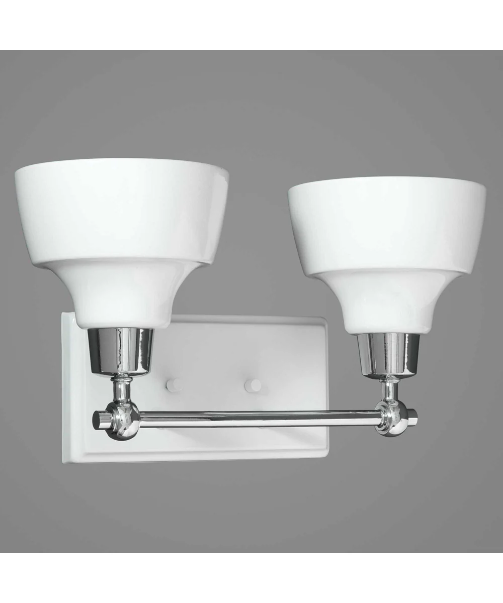 Bramlett 2-Light White Metal Shade Coastal Bath Vanity Light Polished Chrome - Image 3
