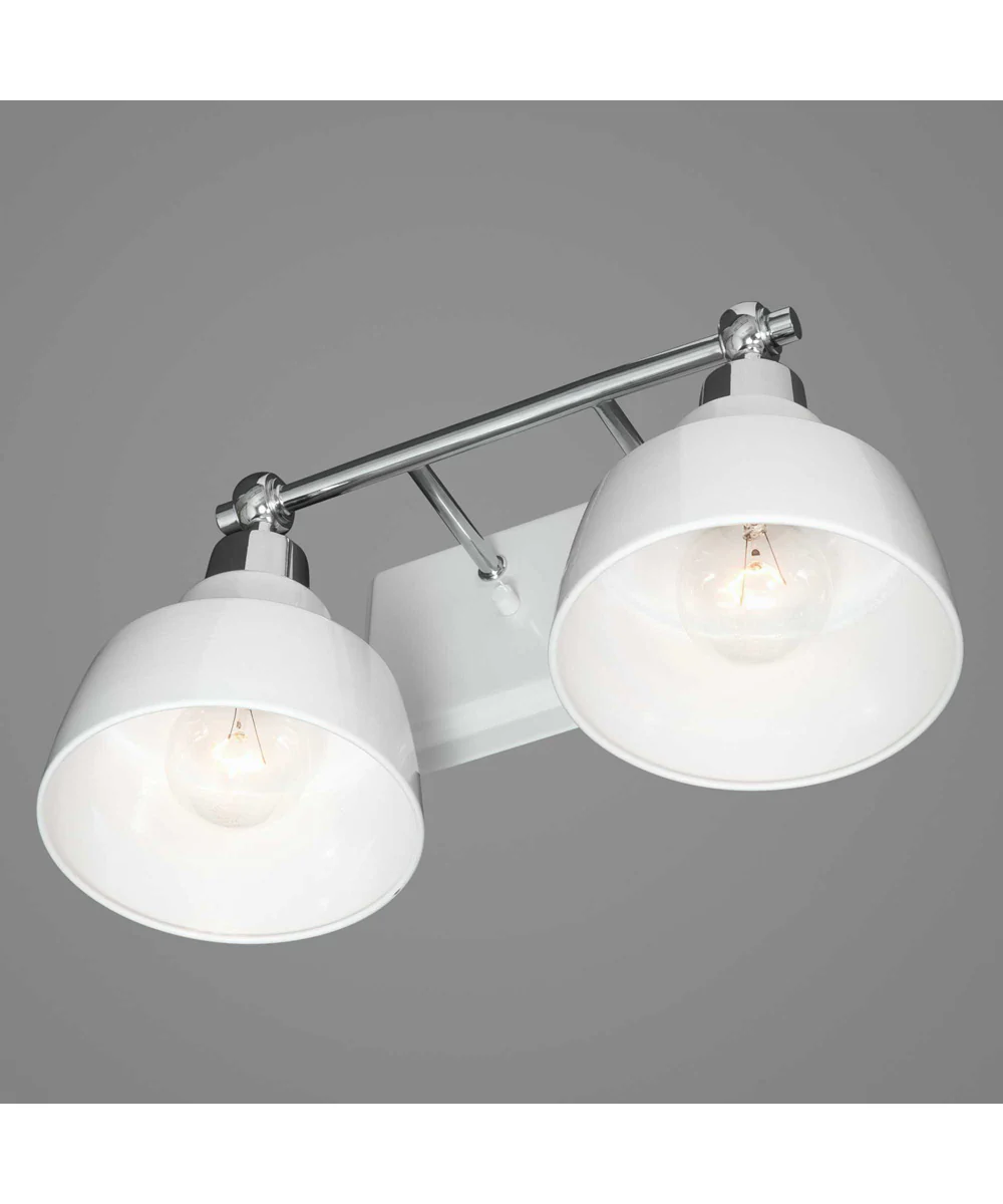 Bramlett 2-Light White Metal Shade Coastal Bath Vanity Light Polished Chrome - Image 5