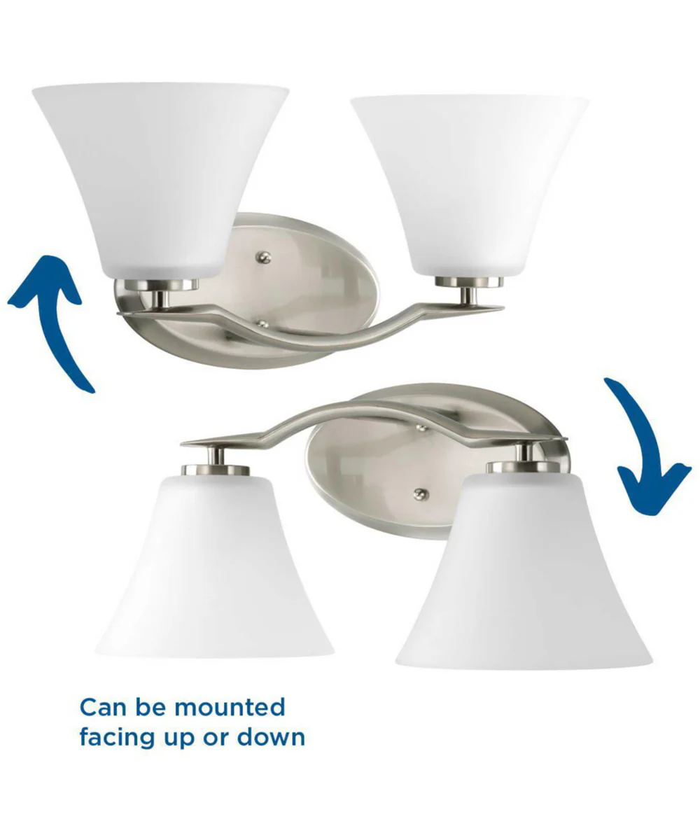 Bravo 2-Light Etched Glass Modern Bath Vanity Light Brushed Nickel - Image 5