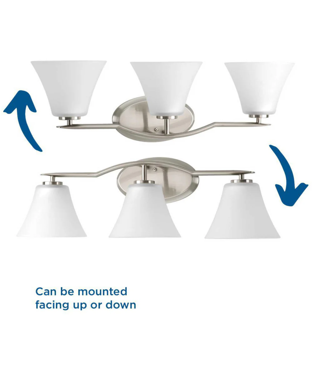 Bravo 3-Light Etched Glass Modern Bath Vanity Light Brushed Nickel - Image 3