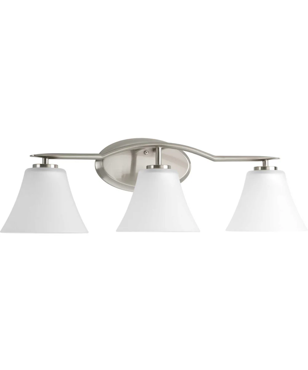 Bravo 3-Light Etched Glass Modern Bath Vanity Light Brushed Nickel - Image 4