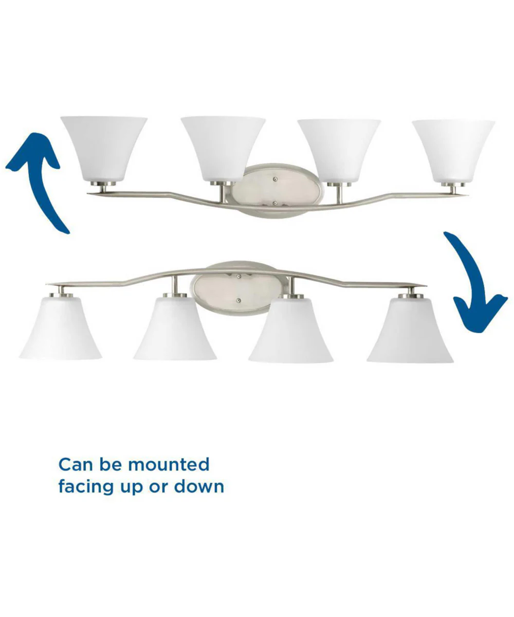Bravo 4-Light Etched Glass Modern Bath Vanity Light Brushed Nickel - Image 3