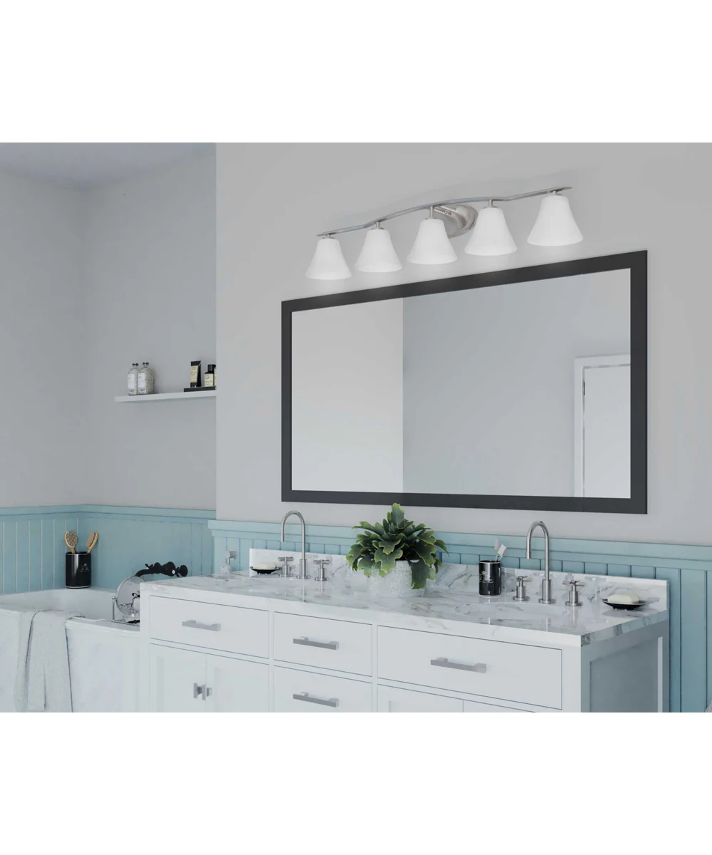 Bravo 5-Light Etched Glass Modern Bath Vanity Light Brushed Nickel - Image 3