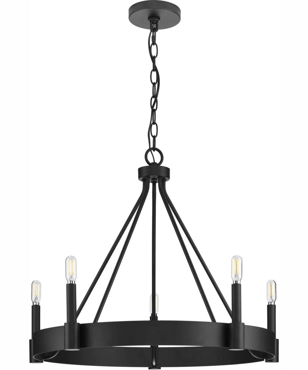Breckenridge 5-Light Rustic Farmhouse Chandelier Matte Black - Image 4