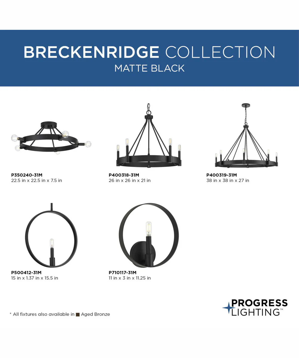 Breckenridge 5-Light Rustic Farmhouse Chandelier Matte Black - Image 5