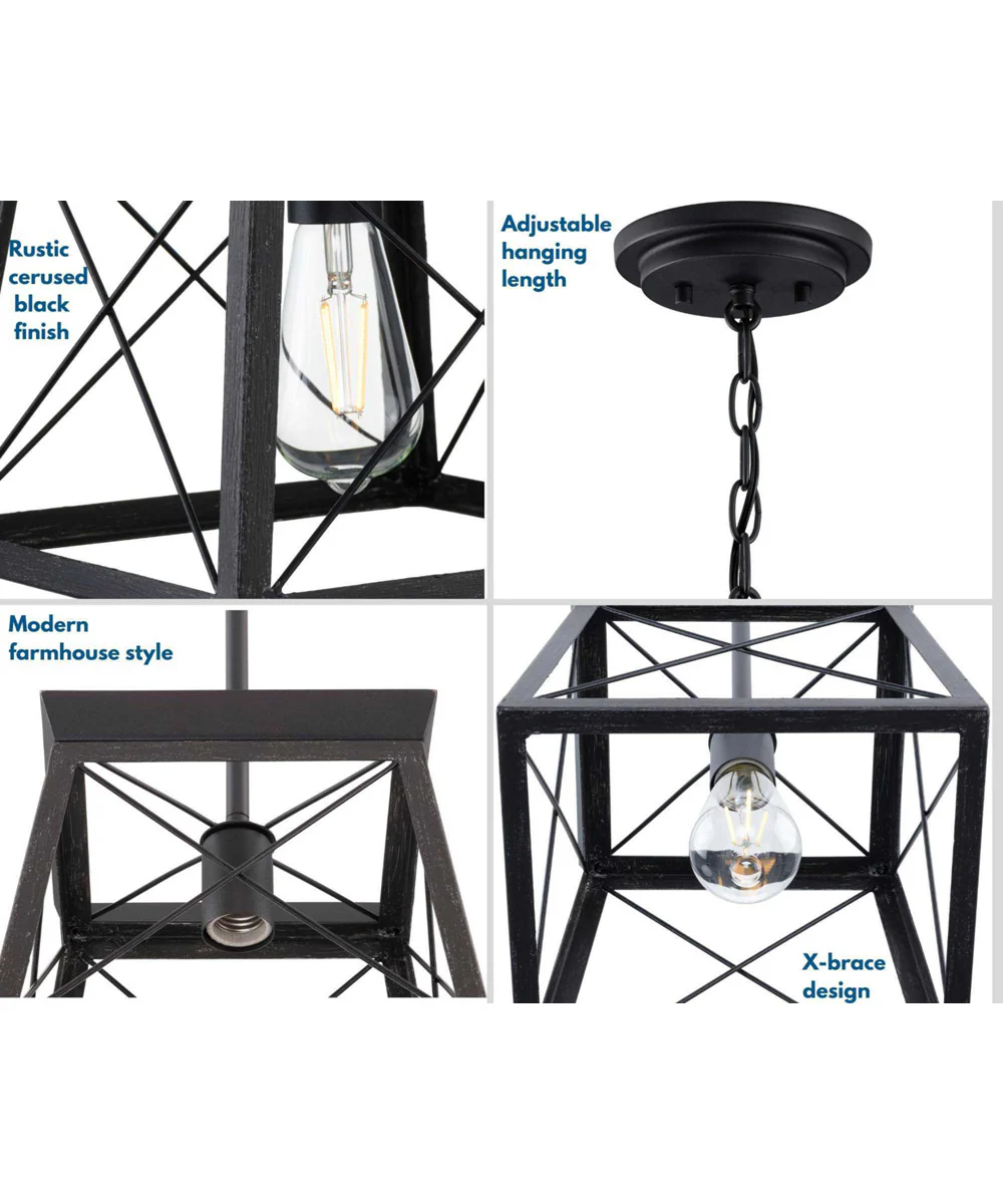 Briarwood 1-Light Textured Cerused Black Farmhouse Style Hanging Mini-Pendant Light Textured Black - Image 4