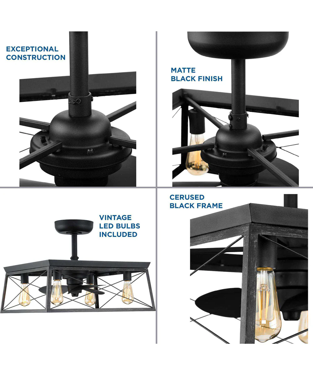 Briarwood 22-Inch 3-Blade  Farmhouse Fandelier  Matte Black - Image 7