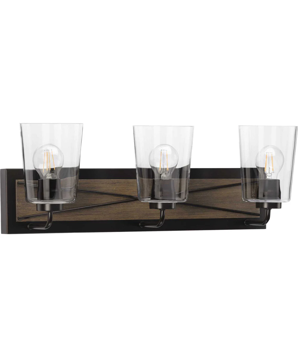 Briarwood 3-Light Clear Glass Coastal Bath Vanity Light Antique Bronze - Image 7
