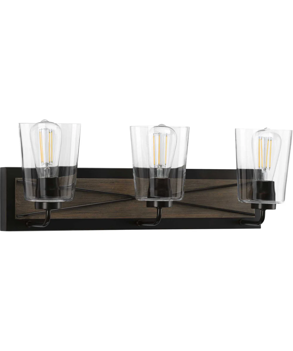 Briarwood 3-Light Clear Glass Coastal Bath Vanity Light Antique Bronze - Image 9