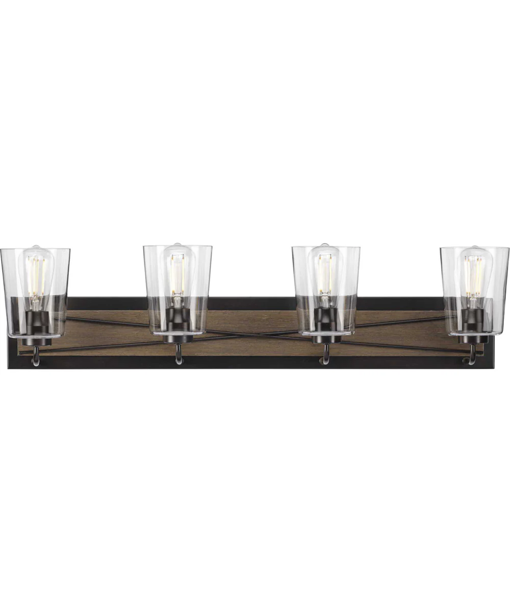 Briarwood 4-Light Clear Glass Coastal Bath Vanity Light Antique Bronze