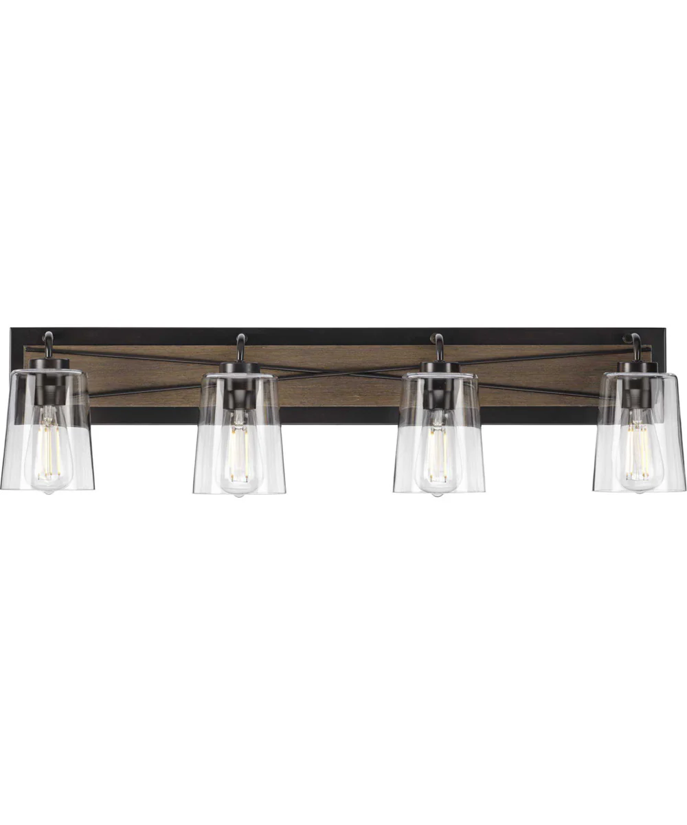Briarwood 4-Light Clear Glass Coastal Bath Vanity Light Antique Bronze - Image 4