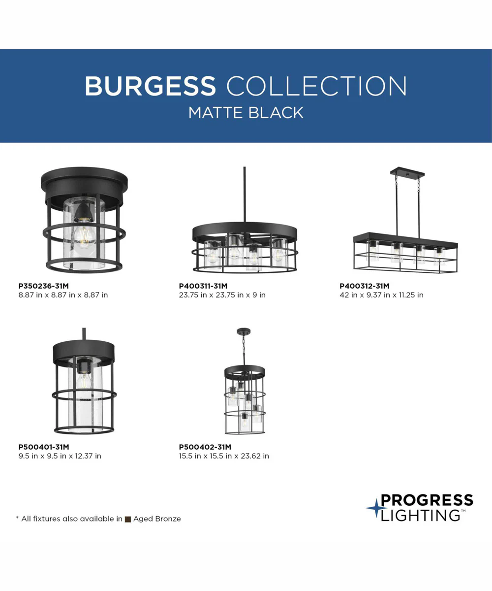 Burgess 4-Light Modern Farmhouse Island Light Matte Black - Image 9