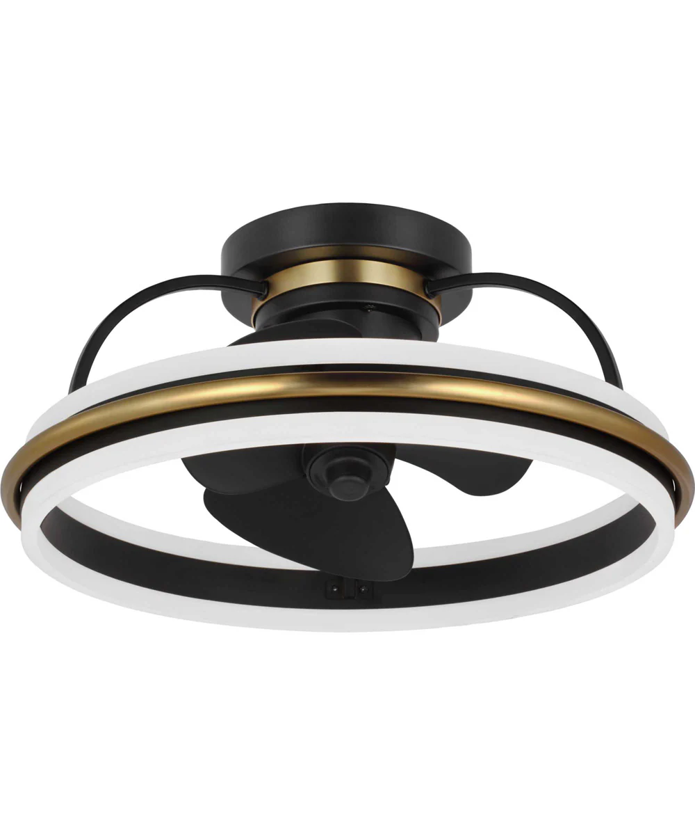 21" Burnett Oscillating 3-Blade Modern Traditional Ceiling Fan with Blades Brushed Bronze Accent Matte Black