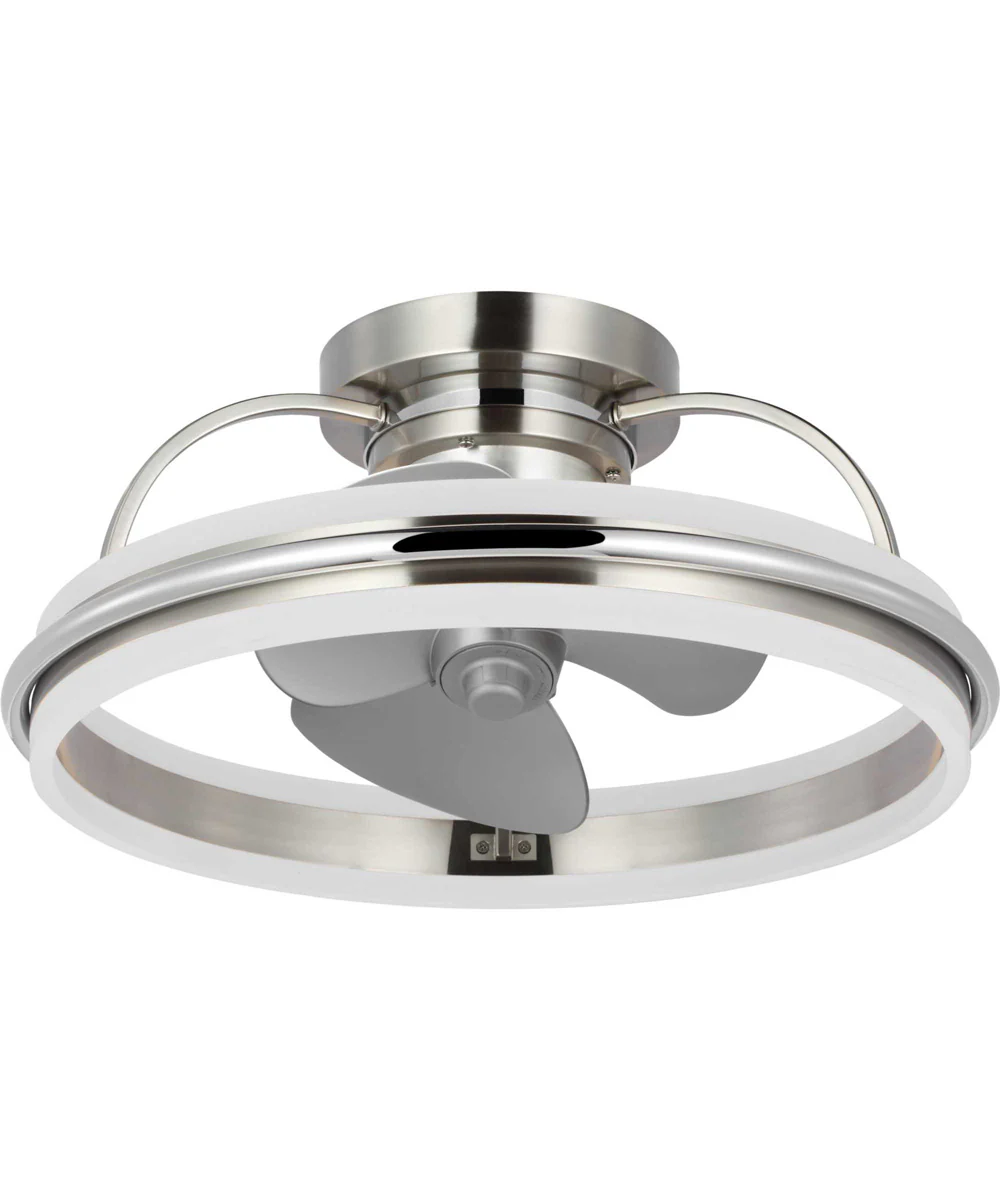 21" Burnett Oscillating 3-Blade Modern Traditional Ceiling Fan with Silver Blades Chrome Accent Brushed Nickel