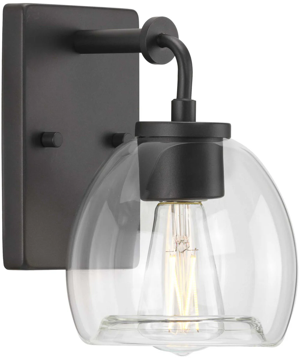 Caisson 1-Light Clear Glass Urban Industrial Bath Vanity Light Graphite