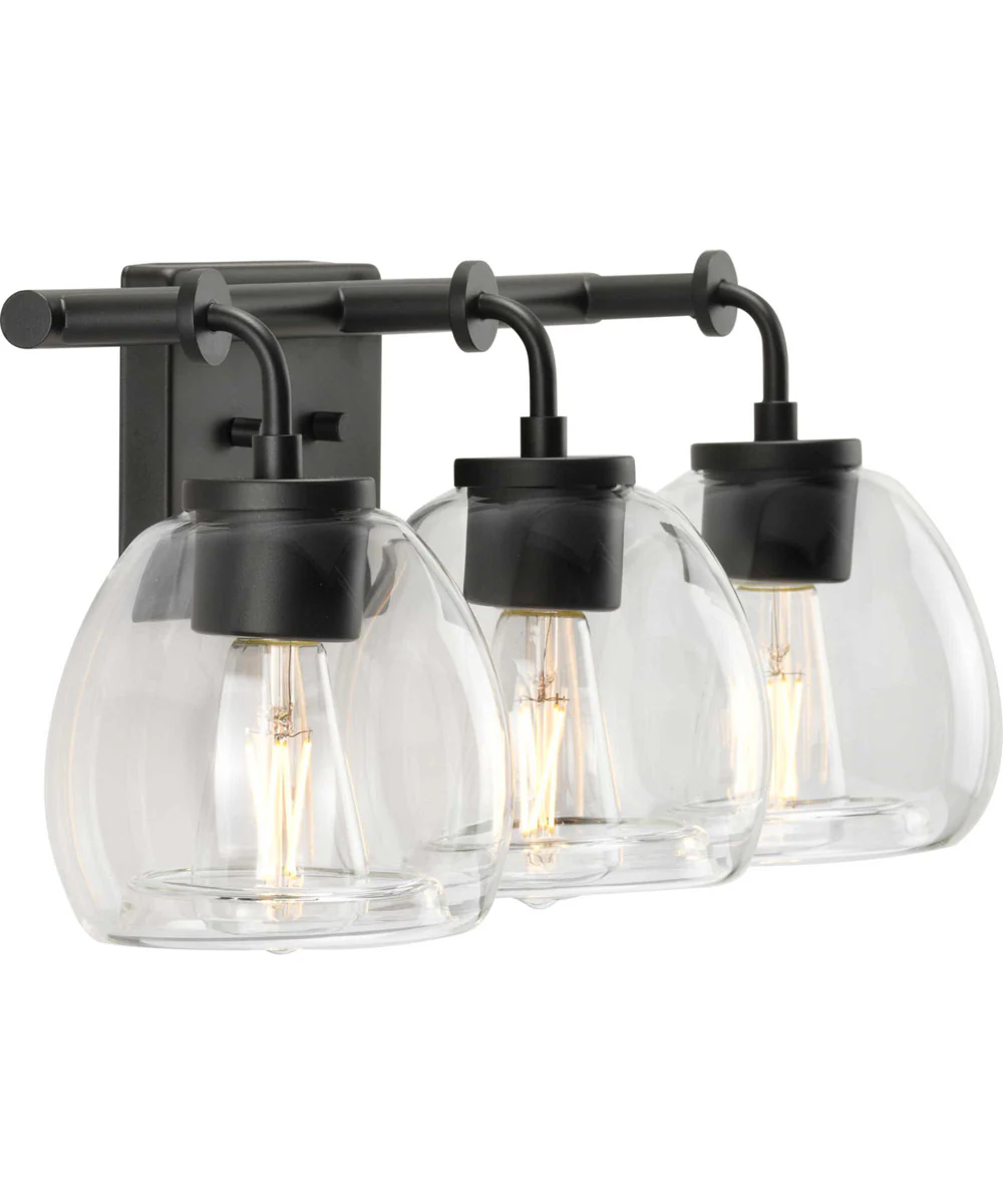 Caisson 3-Light Clear Glass Urban Industrial Bath Vanity Light Graphite - Image 2
